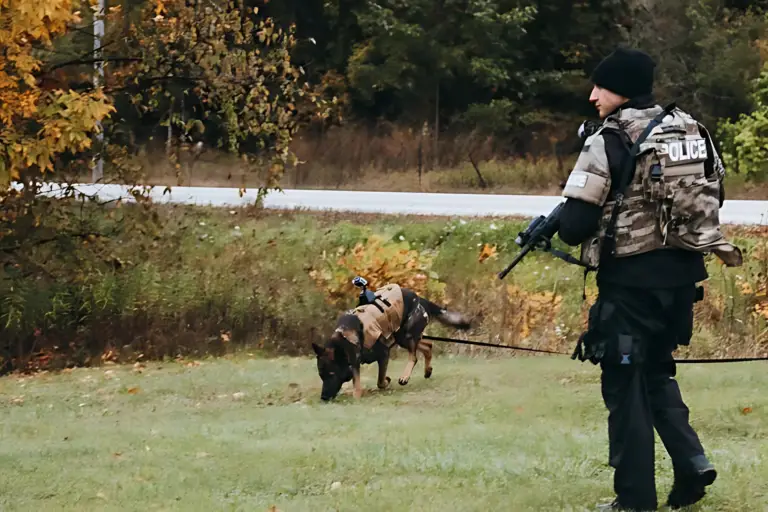 Dog tracking outdoors